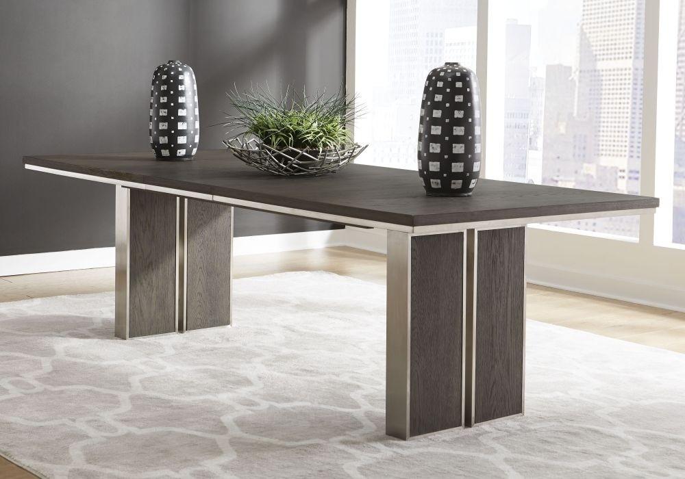 

    
Thunder Grey Finish Modern Extension Dining Table PLATA by Modus Furniture
