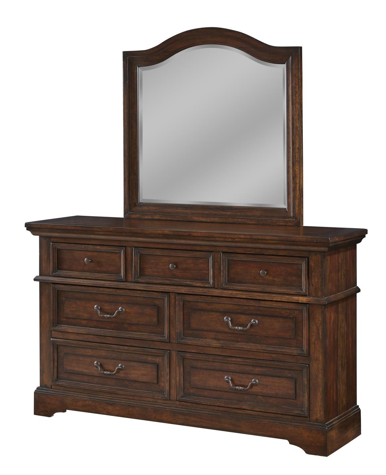 Classic, Traditional Dresser With Mirror 7800 STONEBROOK 7800-DLM in Tobacco 