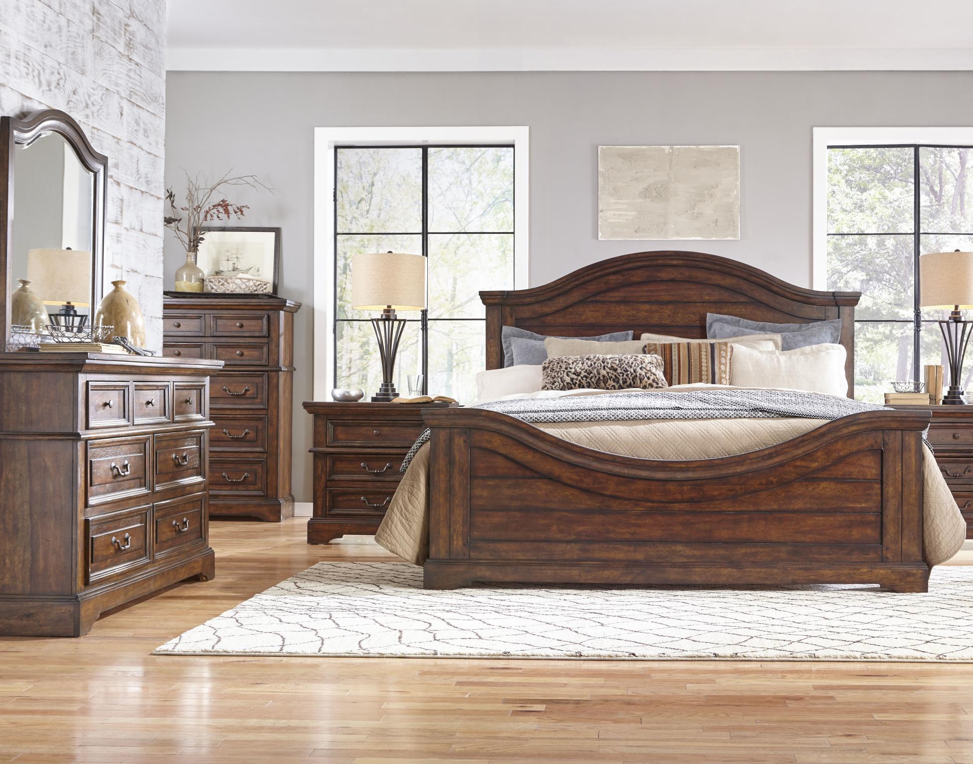 

    
 Shop  Tobacco Finish King Panel Bedroom Set 4Pcs 7800 STONEBROOK American Woodcrafters Traditional

