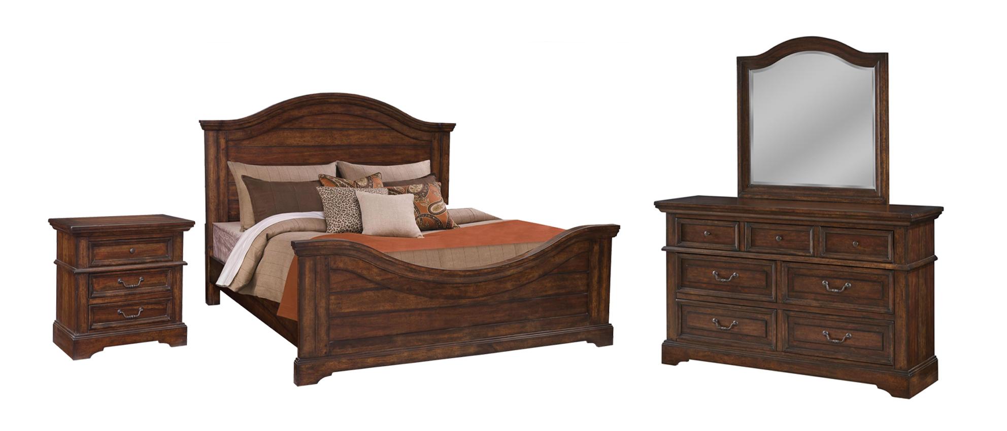 

    
Tobacco Finish Queen Panel Bedroom Set 4Pcs 7800 STONEBROOK American Woodcrafters Traditional
