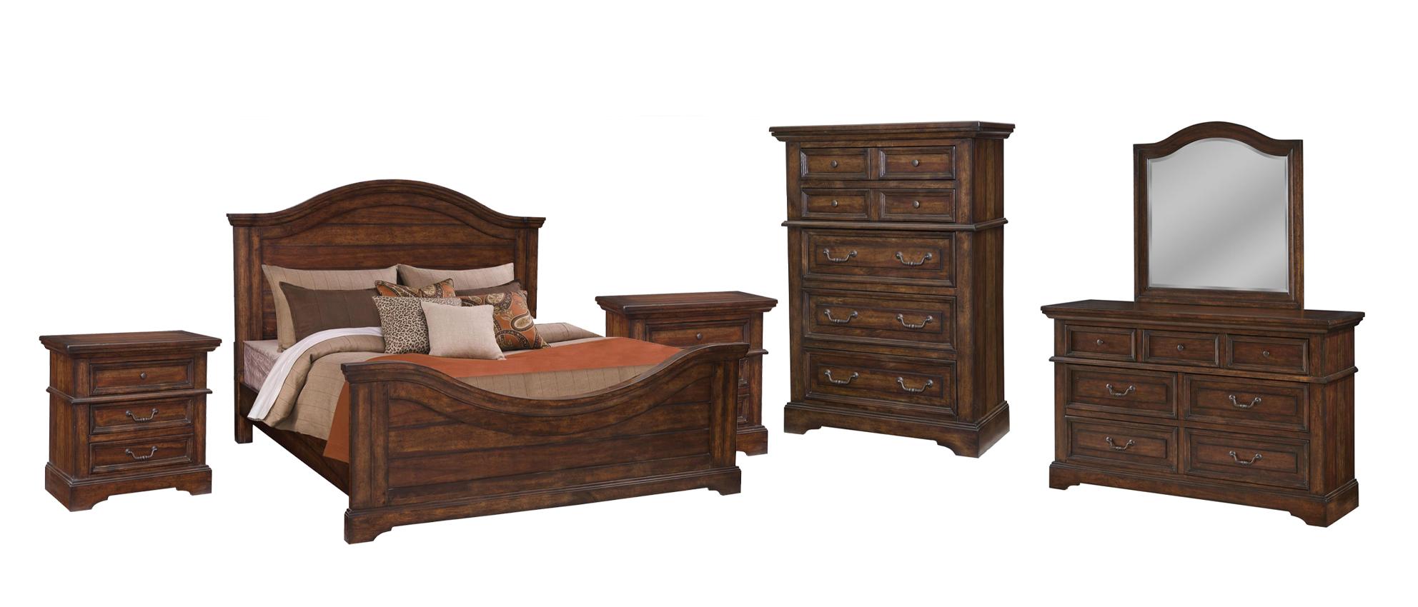 

    
Tobacco Finish Queen Panel Bedroom Set 6Pcs 7800 STONEBROOK American Woodcrafters Traditional
