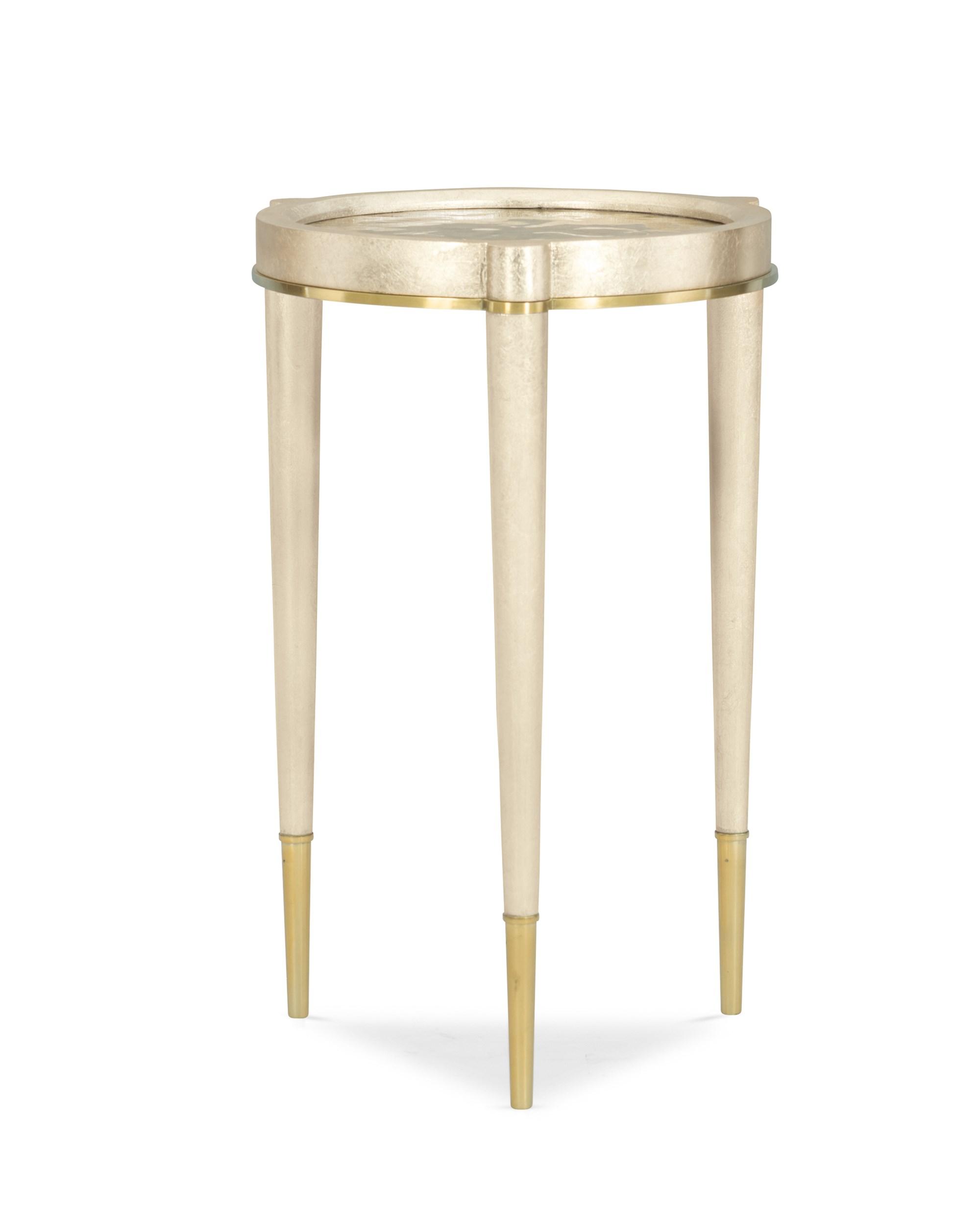 

    
Top frame and legs finished in Golden Blonde Leaf End Table SKINNY DIP by Caracole
