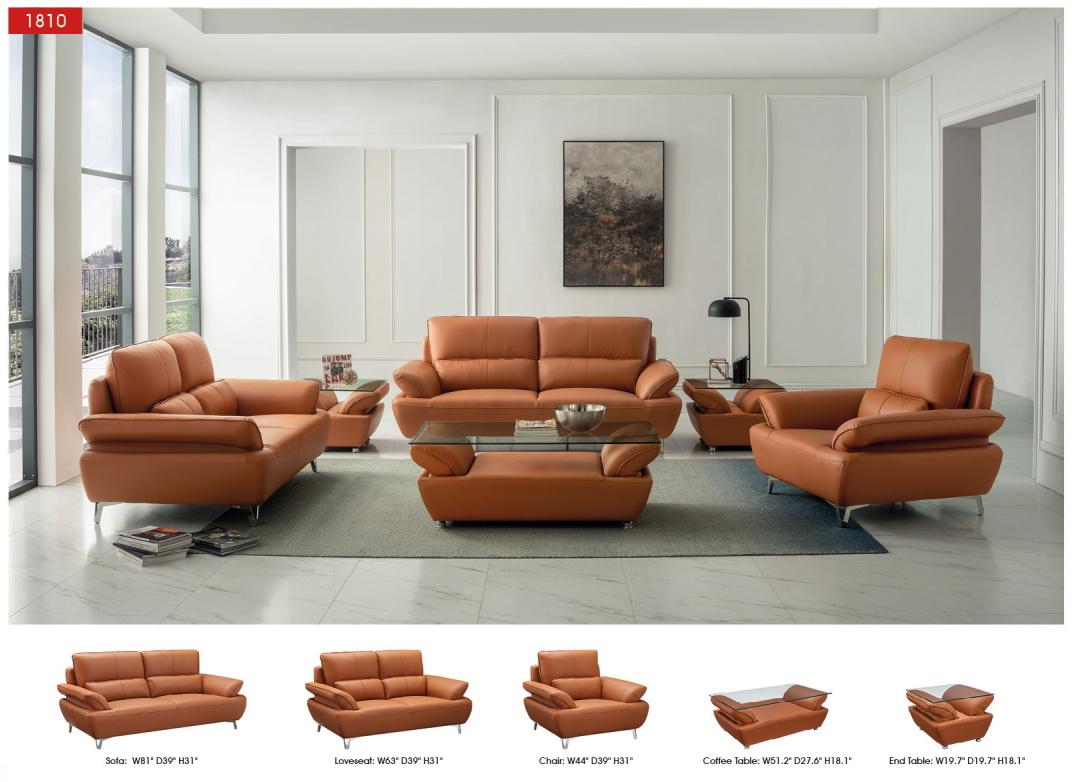 

    
 Shop  Orange Top-grain Leather Sofa Set 3Pcs Contemporary ESF 1810
