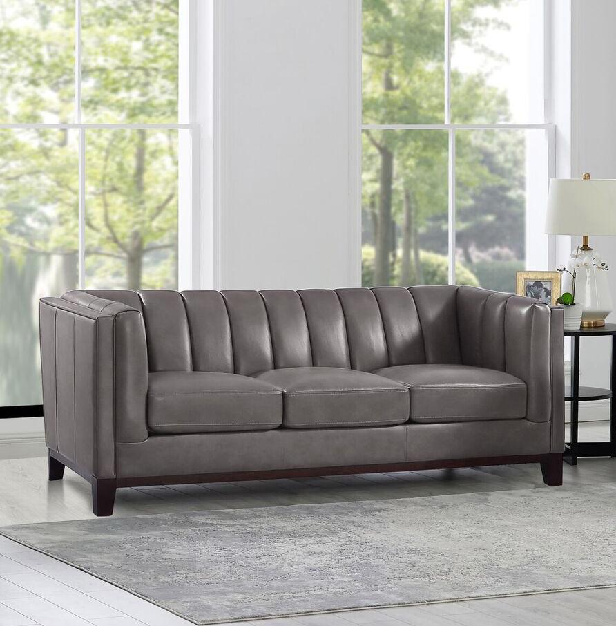 Top Grain Leather Grey Sofa HYDELINE® Denman Contemporary – buy online ...