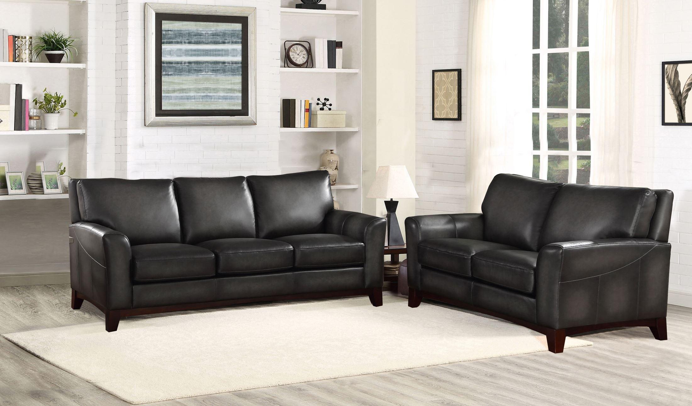 

    
Top Grain Leather Grey Sofa Set 2Pcs Haro HYDELINE® Traditional
