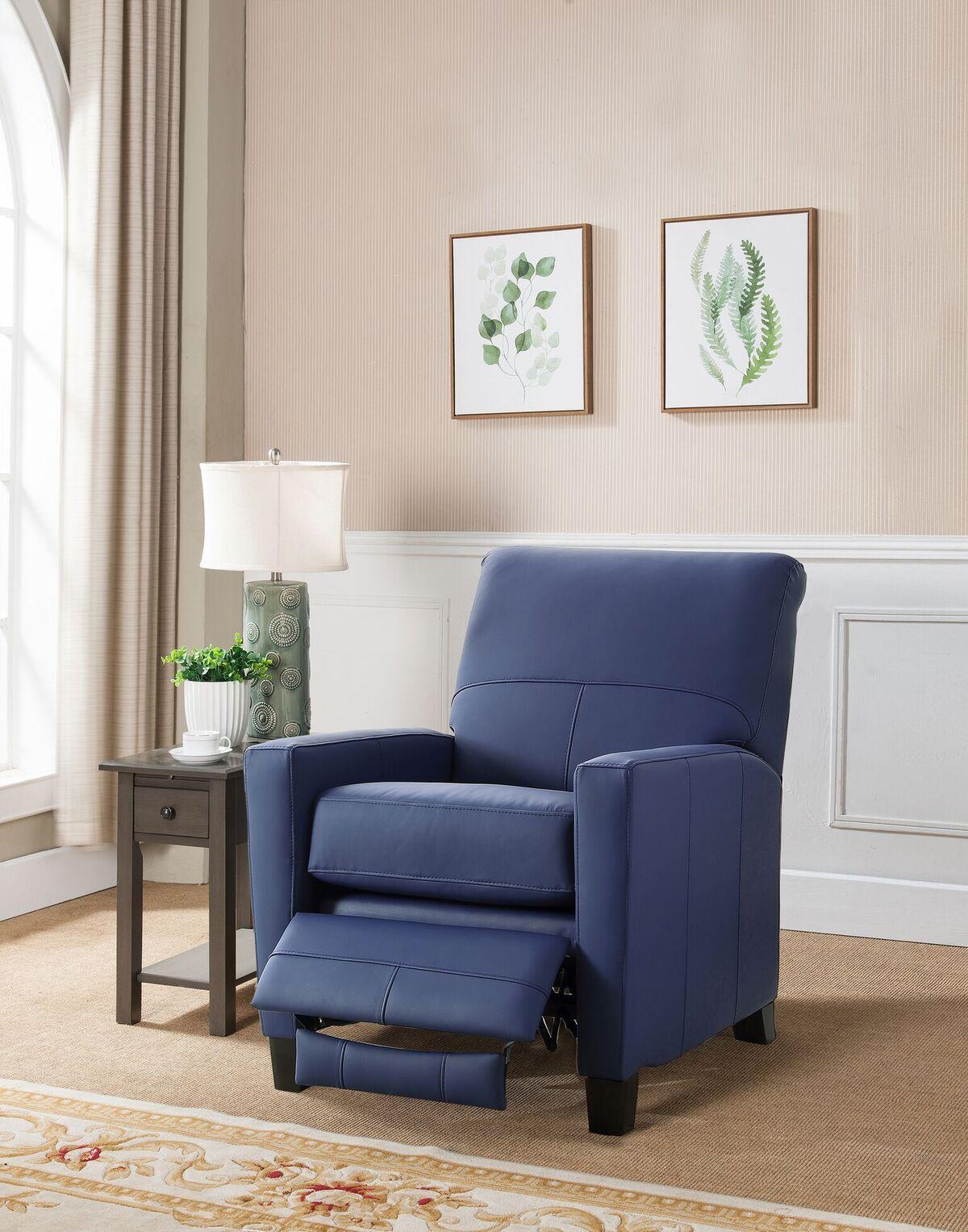 Contemporary, Modern Recliner Chair Hydeline Conway Conway-NAVY in Navy Top grain leather