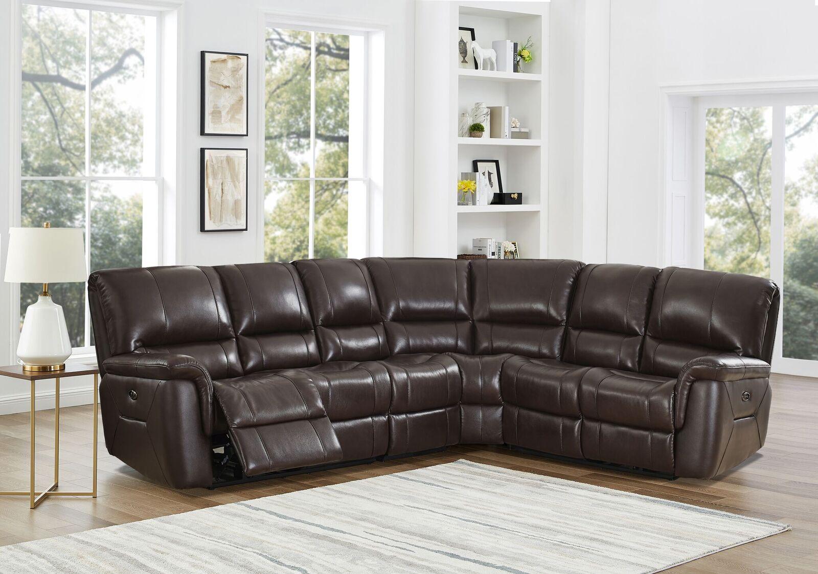 Modern Reclining Sectional Hydeline Bidwell Bidwell-P-BRN-SECT in Brown Top grain leather