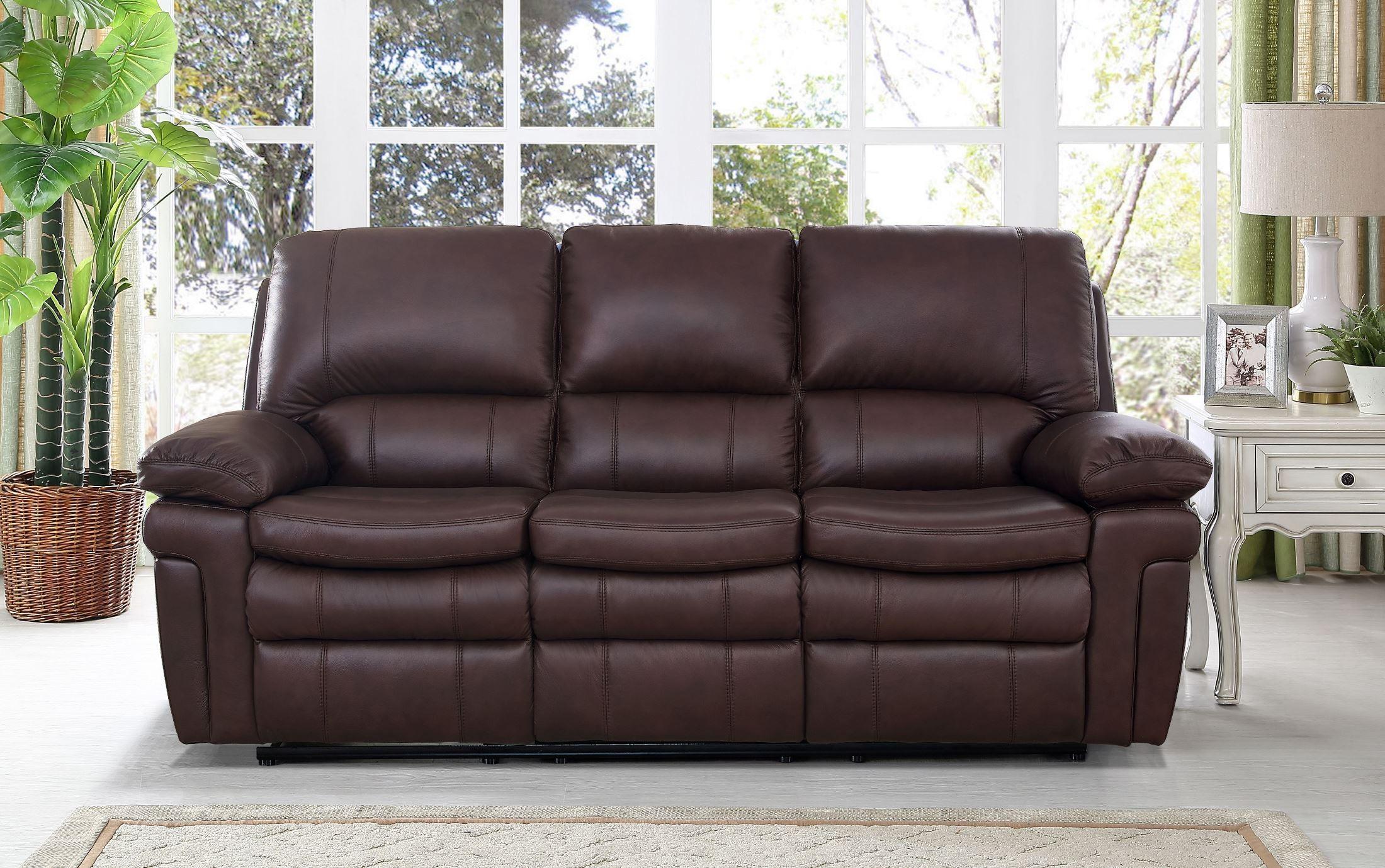 Modern Recliner Sofa Hydeline Burrard Burrard-P-S in Dark Brown Top grain leather