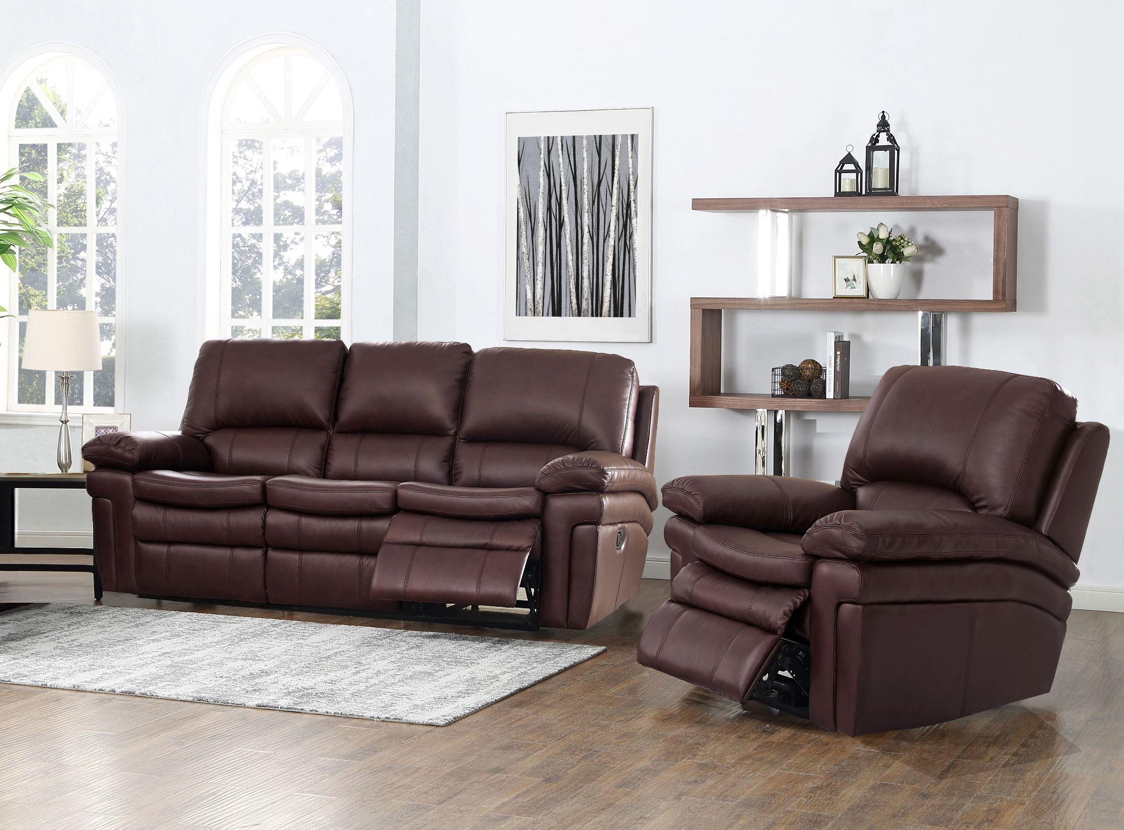 Modern Sofa and Recliner Hydeline Burrard Burrard-M-SC in Brown Top grain leather
