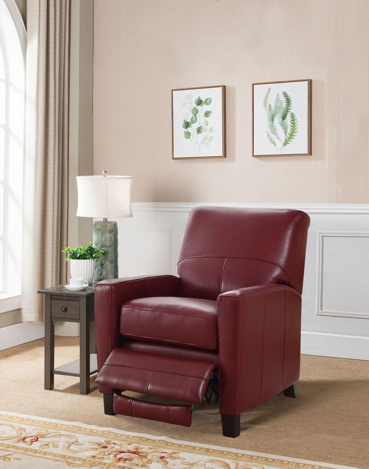 

    
Top Grain Leather Red Recliner Conway HYDELINE® Contemporary
