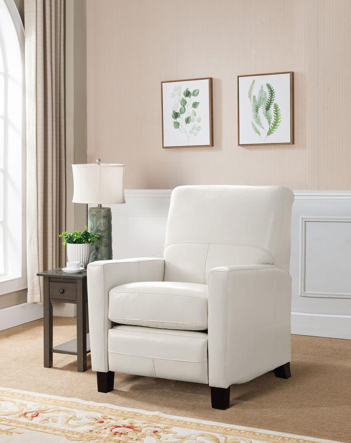 

    
Top Grain Leather White Recliner Conway HYDELINE® Contemporary
