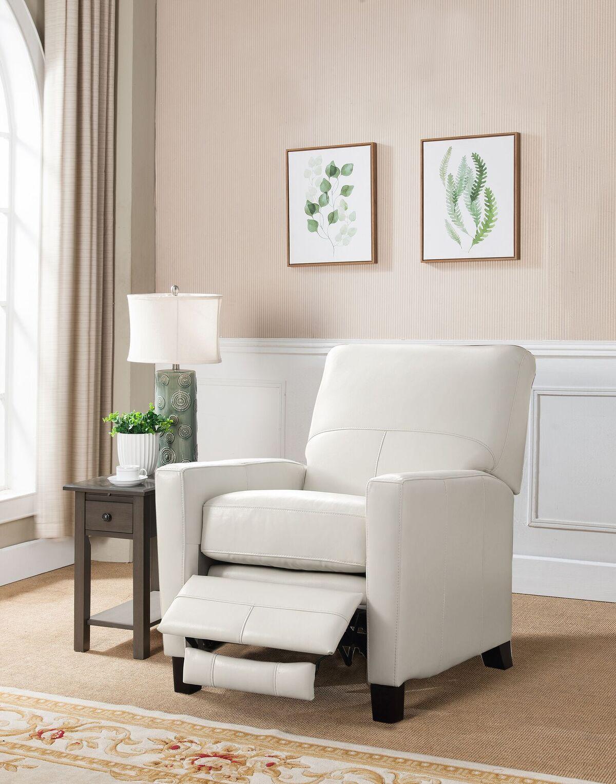 Contemporary, Modern Recliner Chair Hydeline Conway Conway-WHT in White Top grain leather