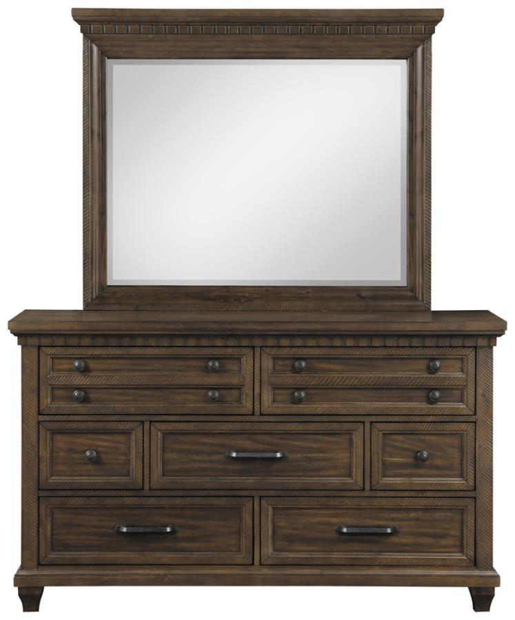 Traditional Dresser w/Mirror 222713-2PC Bennington 222713-2PC in Brown 