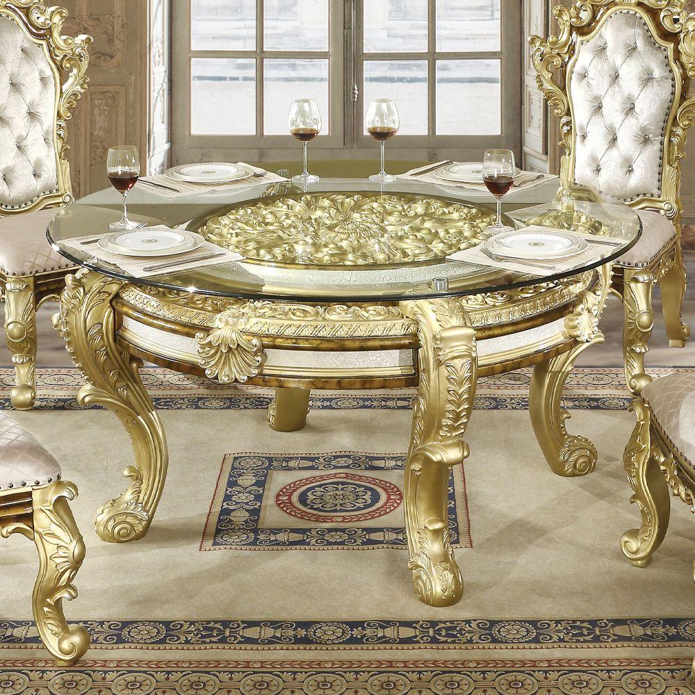 

    
Traditional Antique Gold/Brown Wood Dining Room Set 5PCS Acme Desiderius DN60005-5PCS
