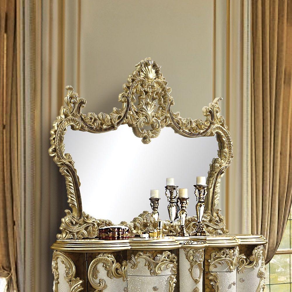 

    
Traditional Antique Gold/Brown Wood King Panel Bedroom Set 6PCS Acme Desiderius BD20001EK-6PCS
