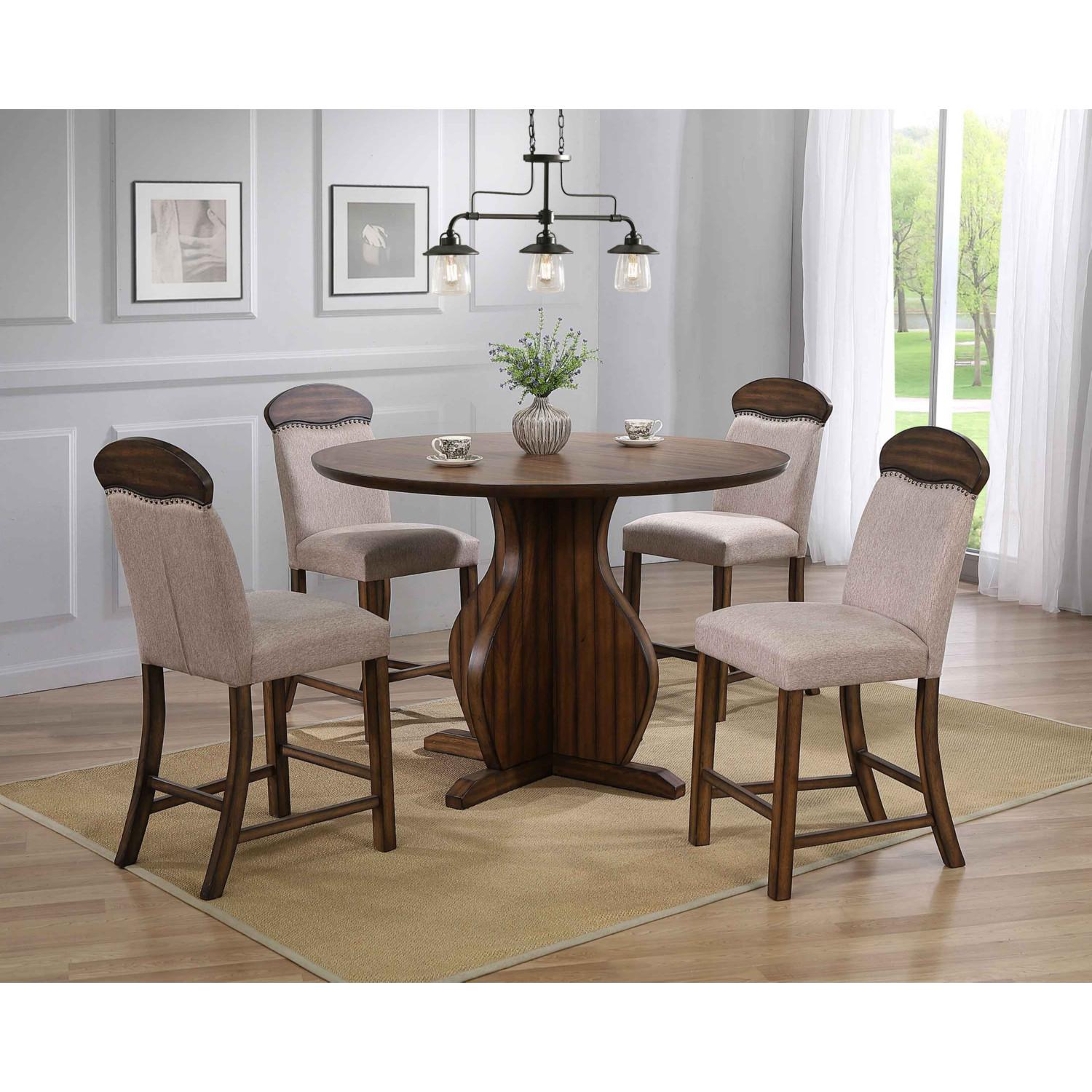Traditional Counter Dining Set Maurice 72460-5pcs in Brown Oak 