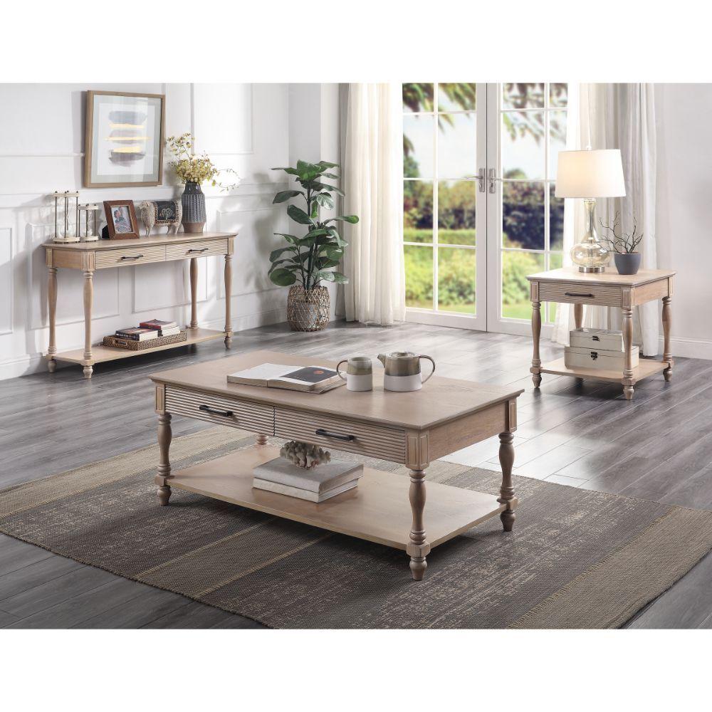 Traditional Coffee Table and 2 End Tables Ariolo 83220-3pcs in Antique White 