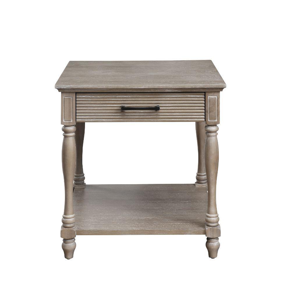 

    
Acme Furniture Ariolo End Table Antique White 83222
