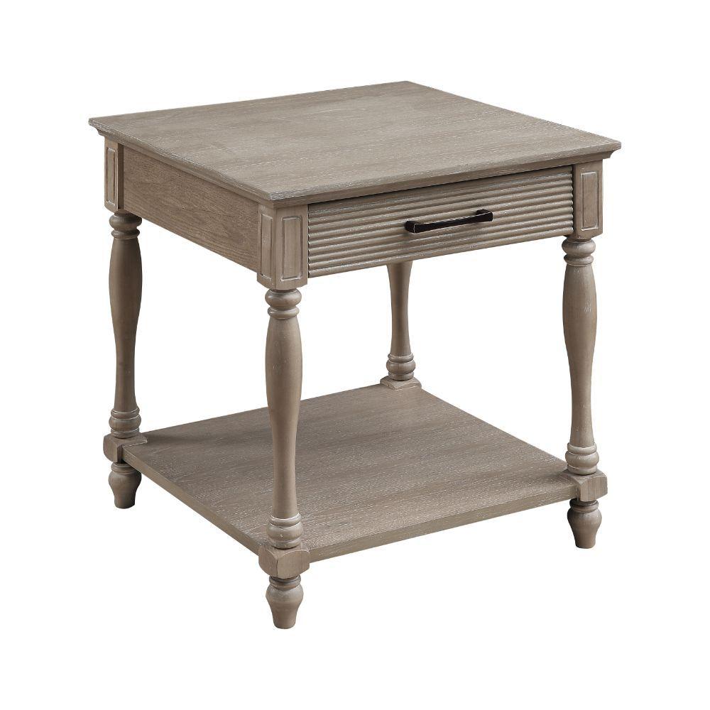 Traditional End Table Ariolo 83222 in Antique White 