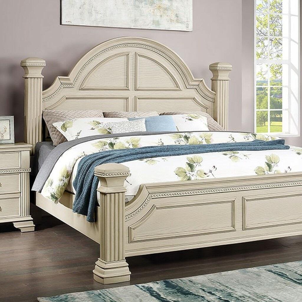 Traditional Poster Bed FOA7144WH-CK Pamphilos FOA7144WH-CK in Antique White 