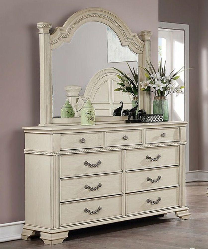 

    
Traditional Antique White Solid Wood Dresser w/Mirror Furniture of America FOA7144WH-D Pamphilos
