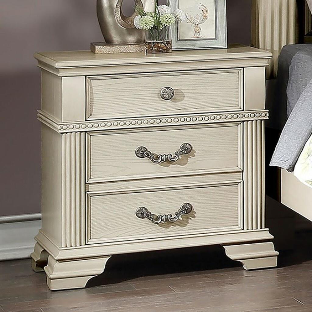 Traditional Nightstand FOA7144WH-N Pamphilos FOA7144WH-N in Antique White 