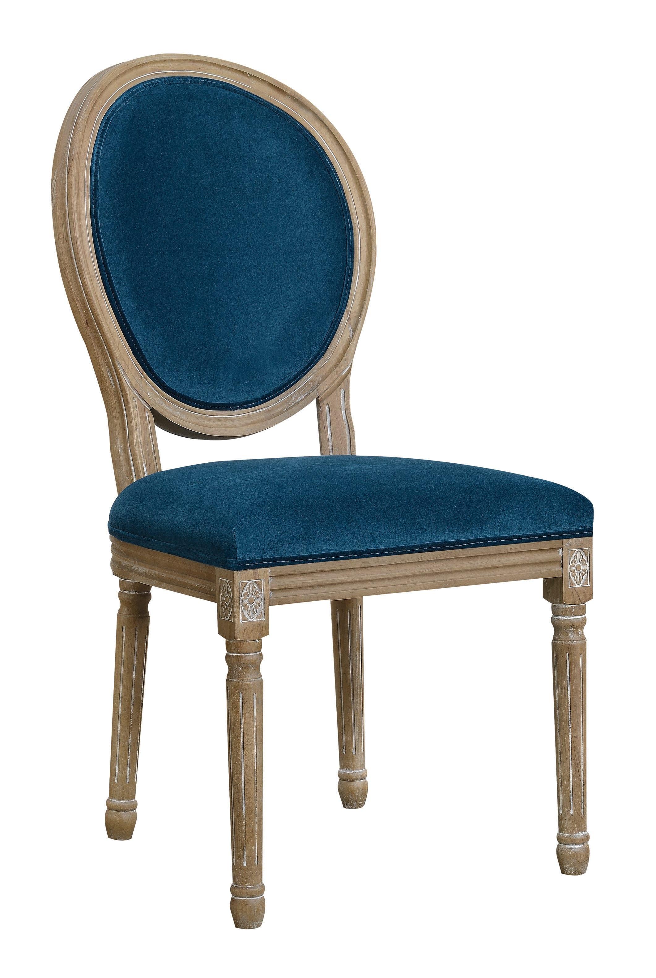 Traditional Dining Chair Rhea 108662 in Blue Fabric