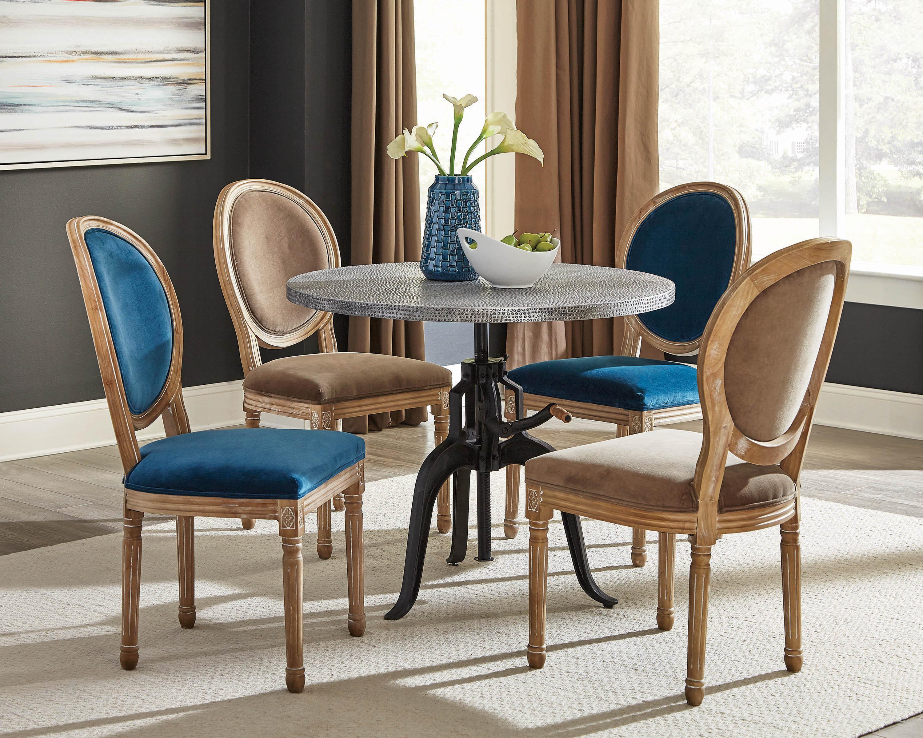 

    
108662 Traditional Beige,Blue Fabric Upholstery Dining chair Set 2 pcs Rhea by Coaster
