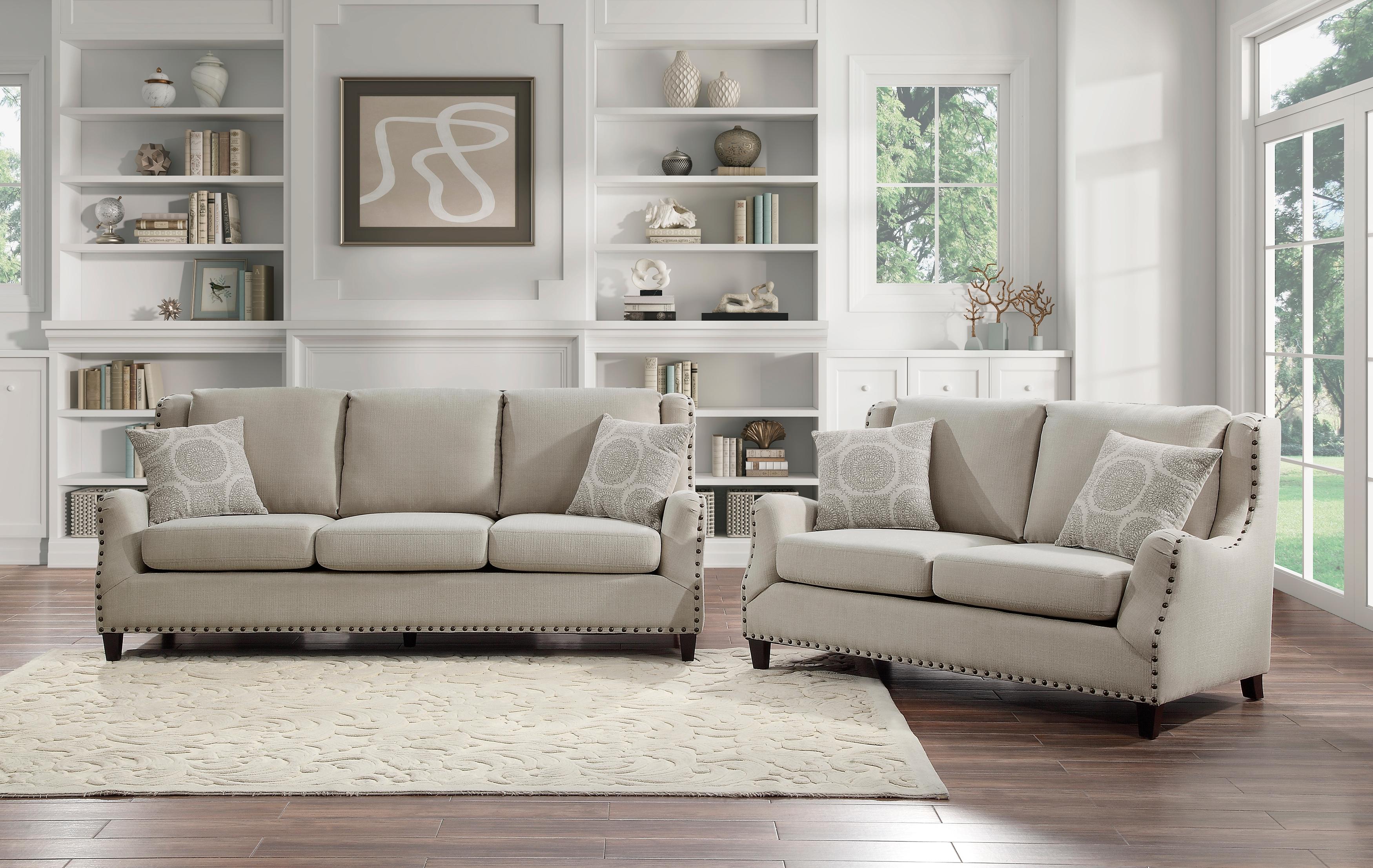 Traditional Living Room Set 9339BE-2PC Halton 9339BE-2PC in Beige 