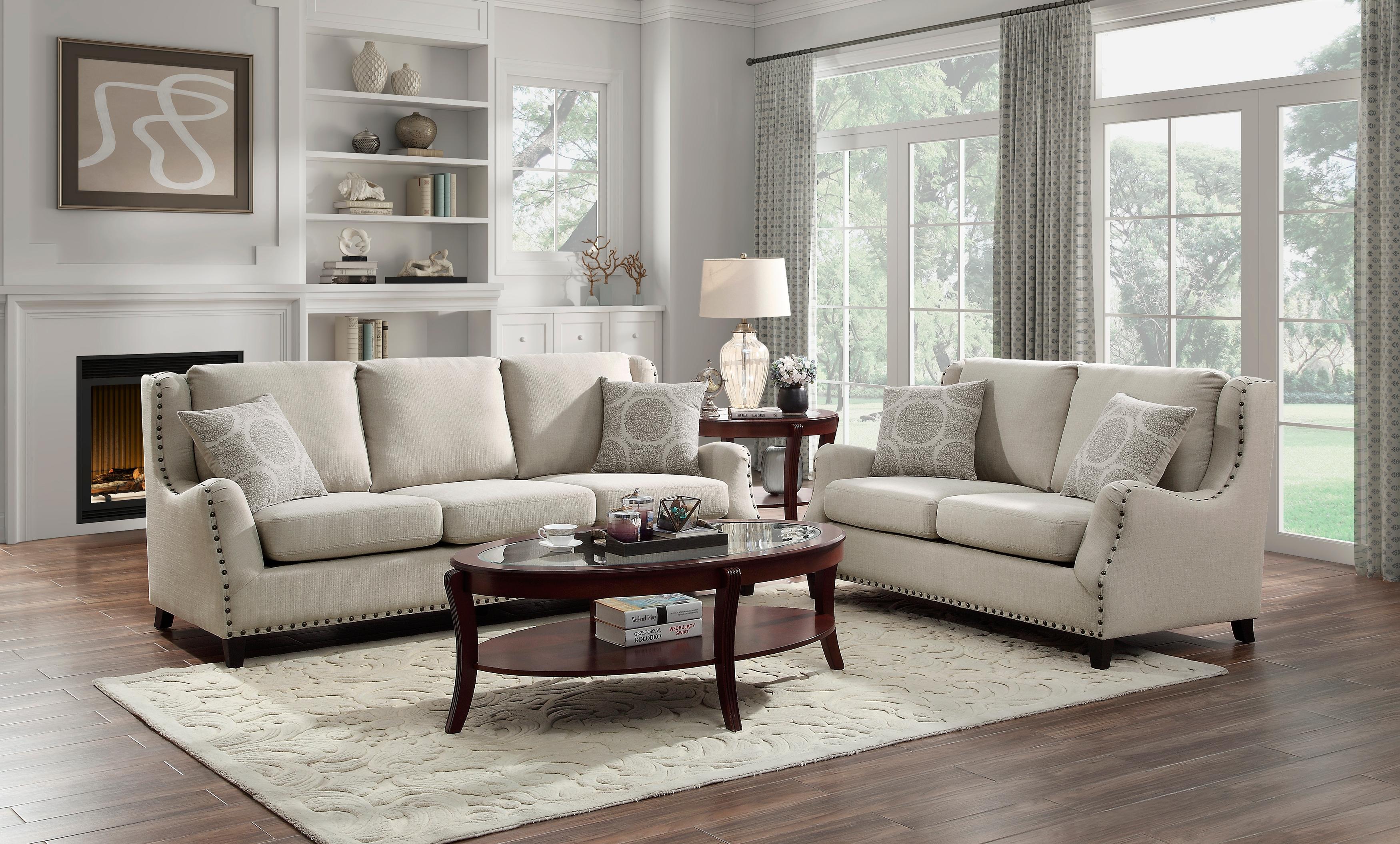 

    
Traditional Beige Textured Living Room Set 2pcs Homelegance 9339BE Halton
