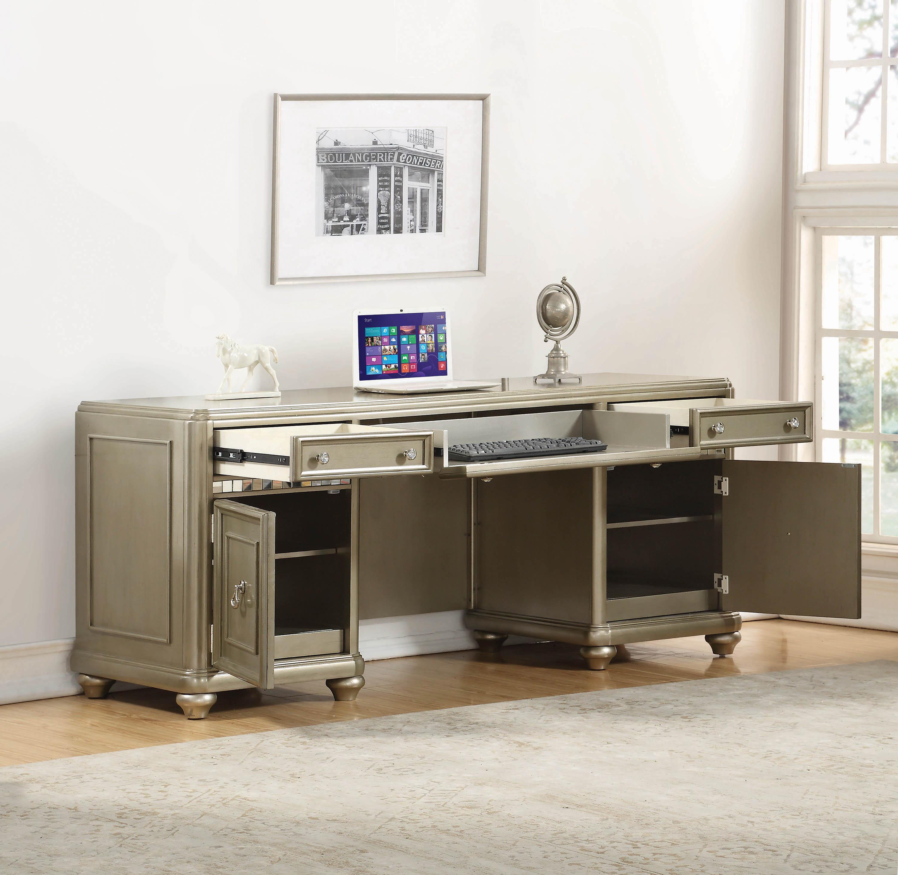 

    
 Shop  Traditional Beige Wood Executive desk Ritzville by Coaster
