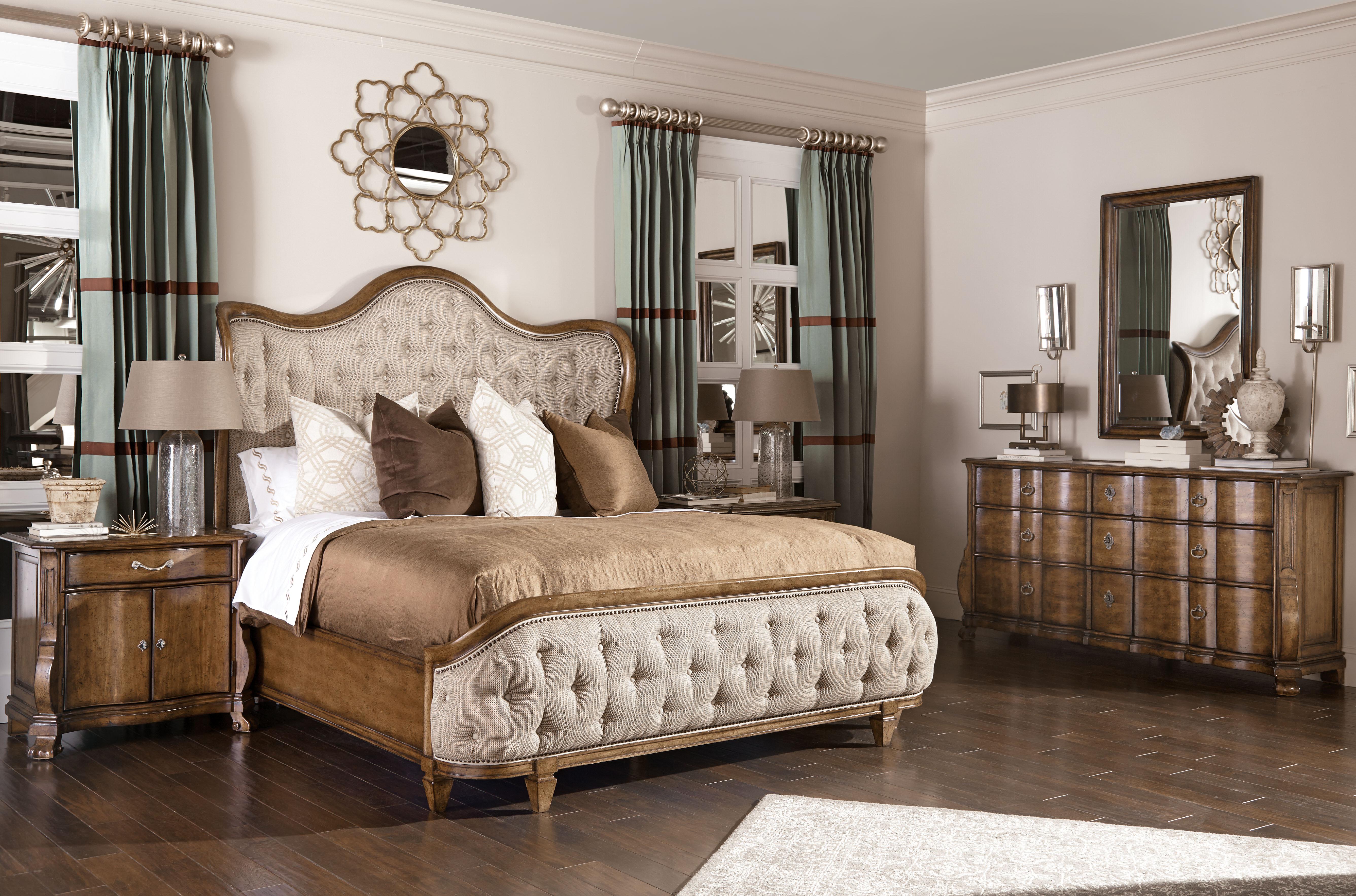

    
Traditional Beige Wood, Upholstered California King Panel Bed Continental A.R.T.
