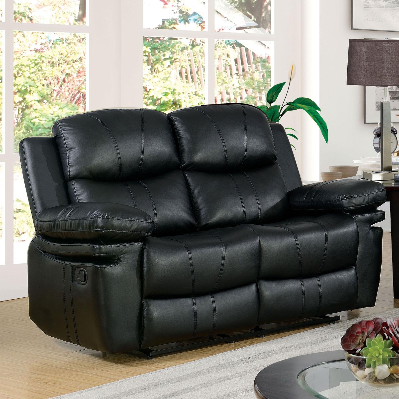 

    
Traditional Black Bonded Leather Upholstery Loveseat Listowel FoA Group
