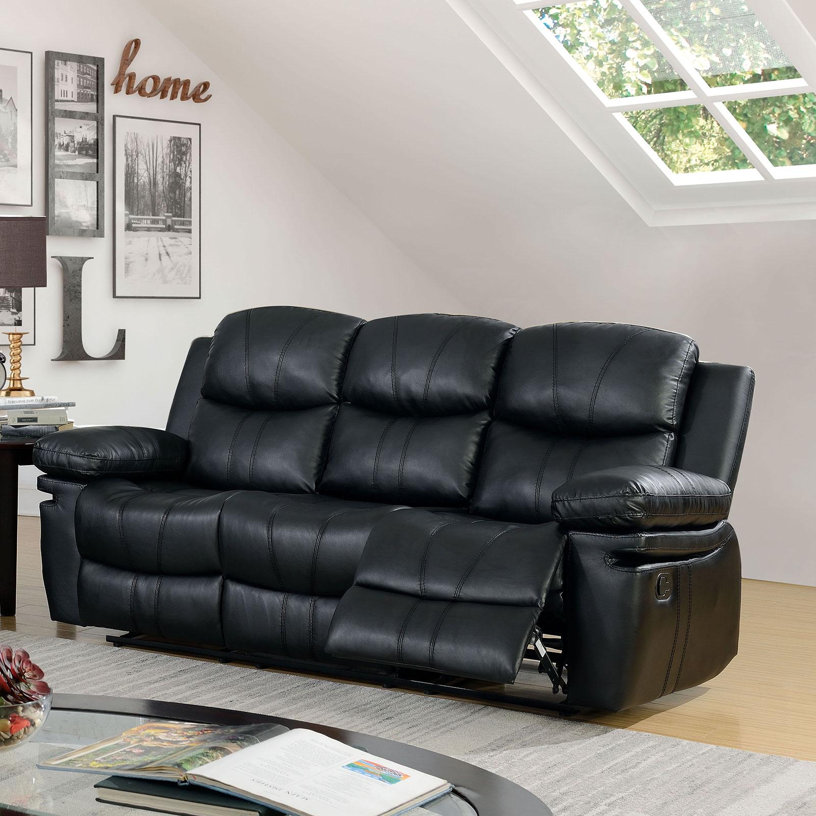 

    
Traditional Black Bonded Leather Upholstery Sofa Listowel Furniture of America
