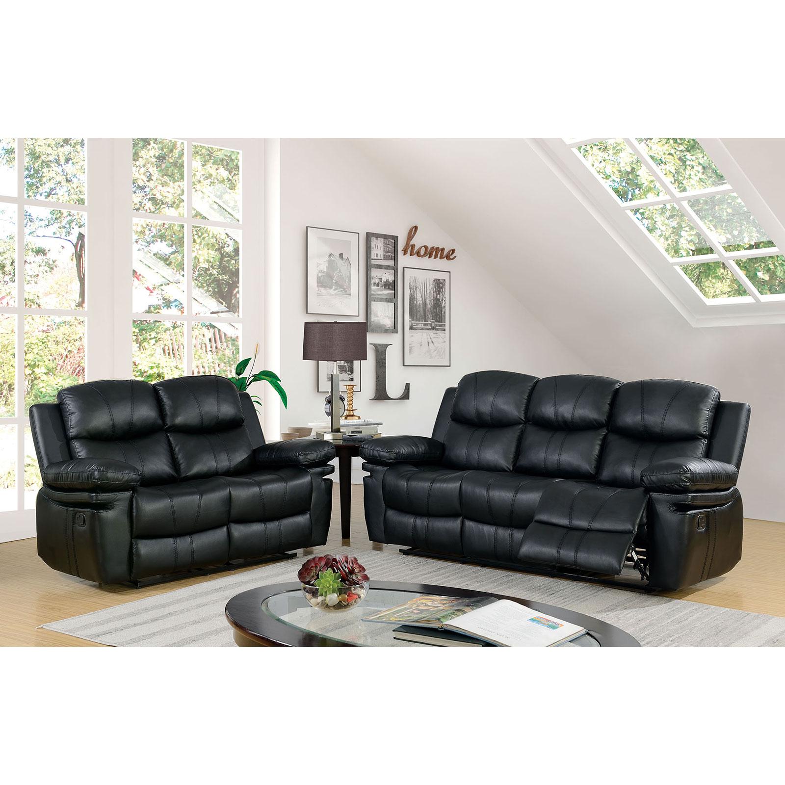 

        
Furniture of America Listowel Sofa Black Bonded Leather 00193011013647

