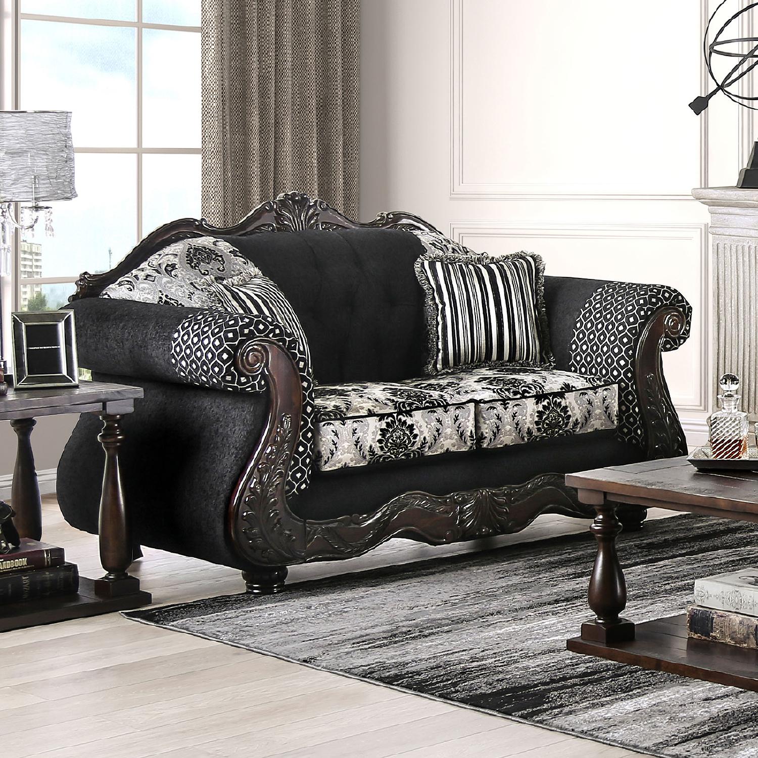 

    
Traditional Black Chenille Loveseat Furniture of America SM6432-LV Ronja
