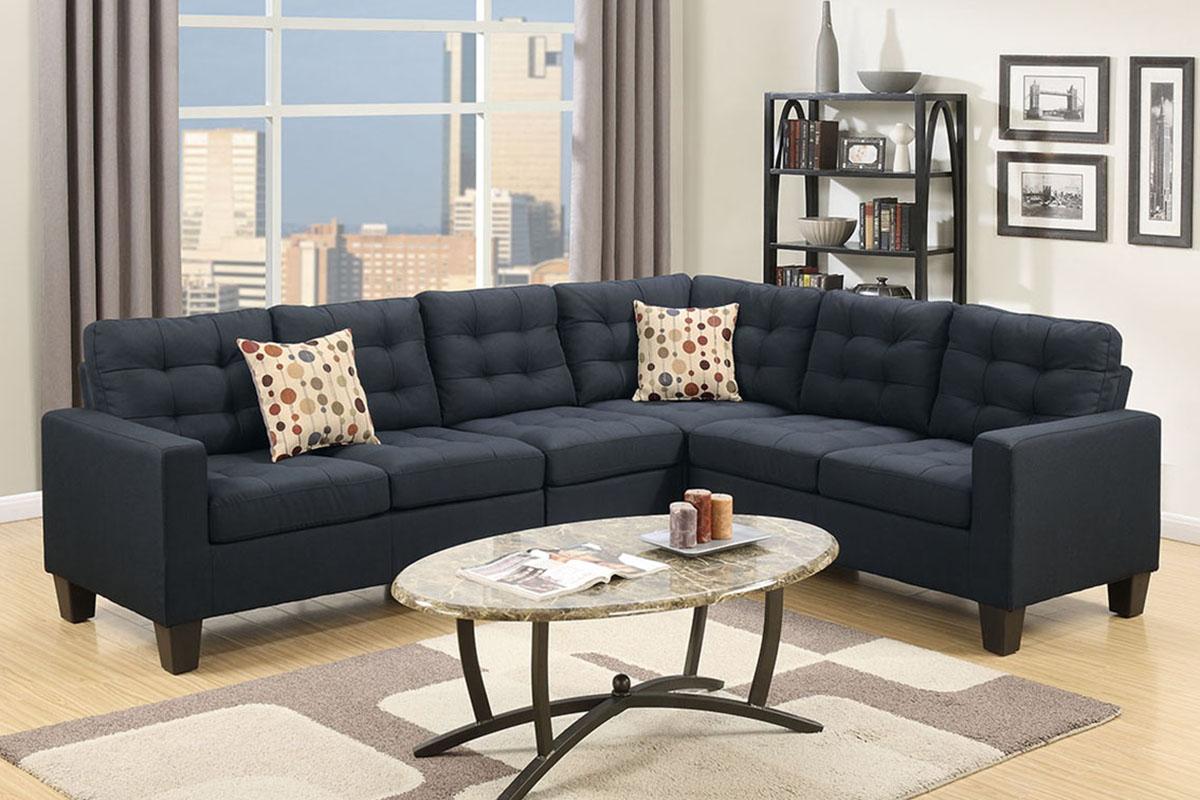 Modern, Traditional 4-Pcs Modular Sectional F6937 F6937 in Black Fabric