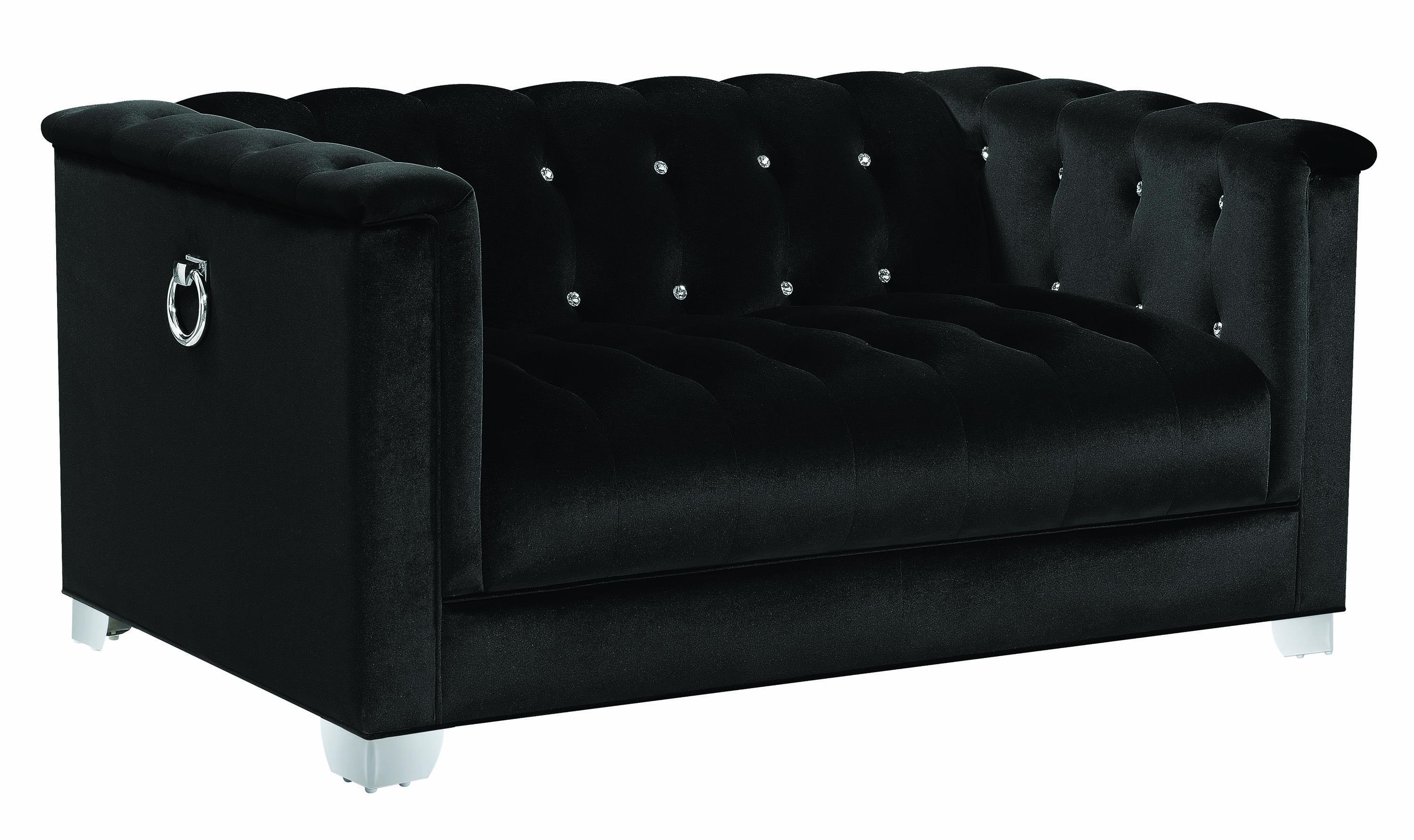 

    
Traditional Black Fabric Upholstery Tufted sofa Chaviano by Coaster
