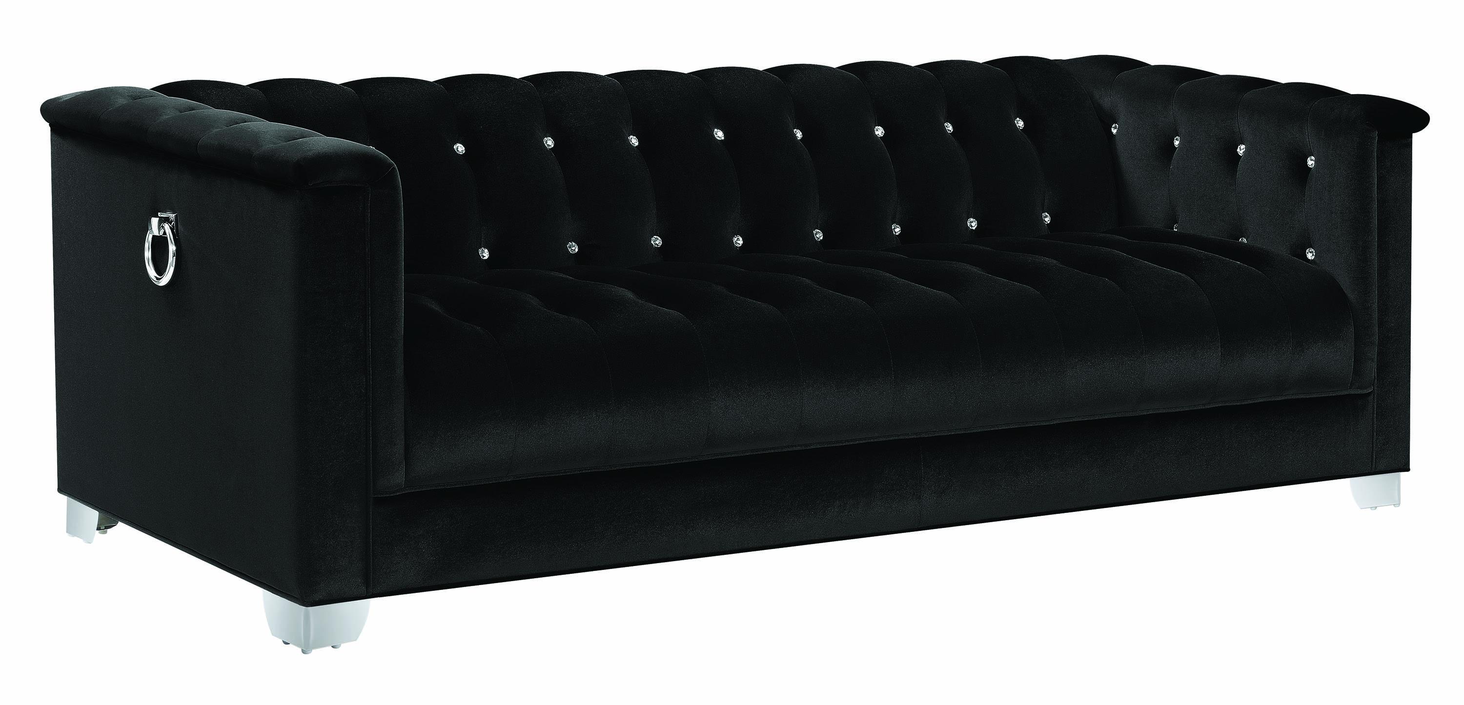 

    
Coaster Chaviano Tufted sofa Black 505395
