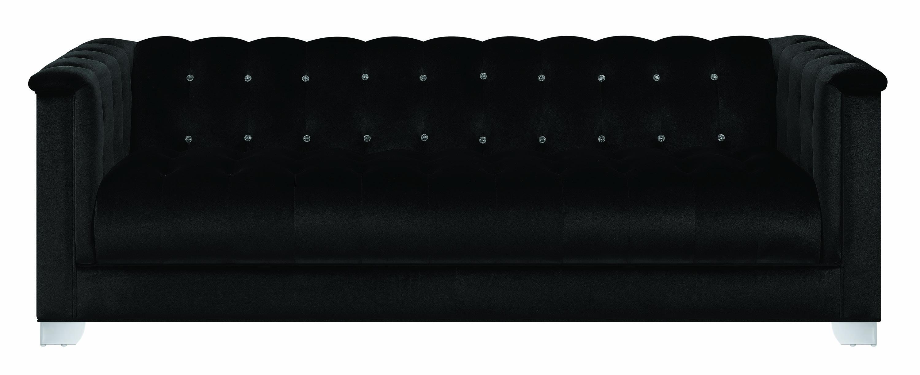 

    
 Order  Traditional Black Fabric Upholstery Tufted sofa Chaviano by Coaster
