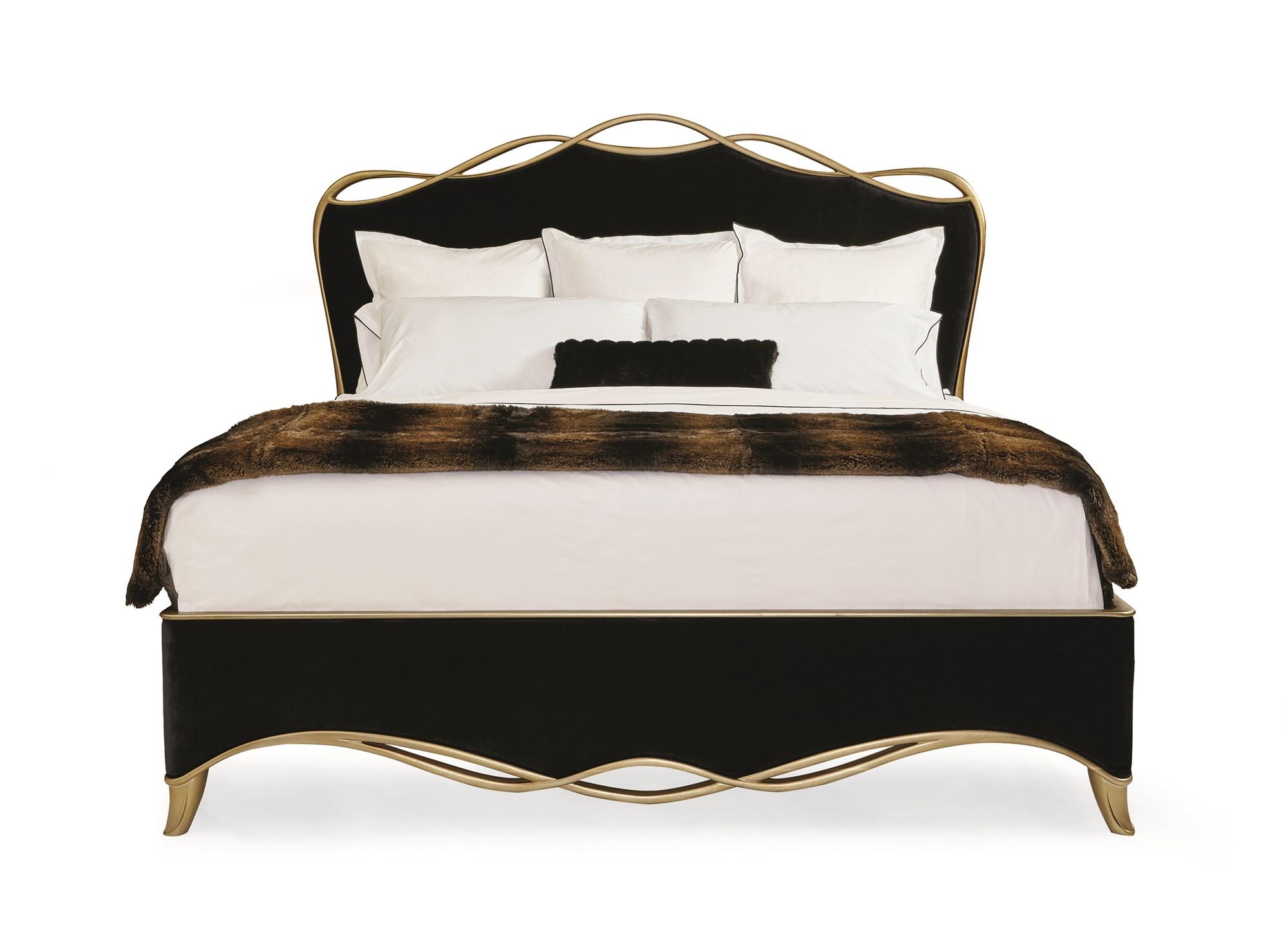 

    
Traditional Black & Gold Bullion Leaf Finish King Size THE RIBBON BED by Caracole
