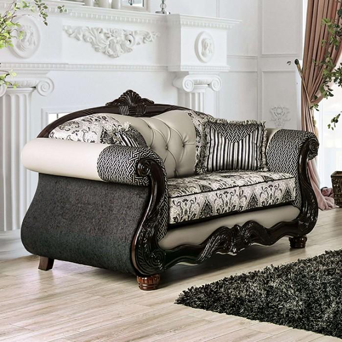 

    
Traditional Black/Gray Solid Wood Loveseat Furniture of America Crespignano SM6449-LV-L
