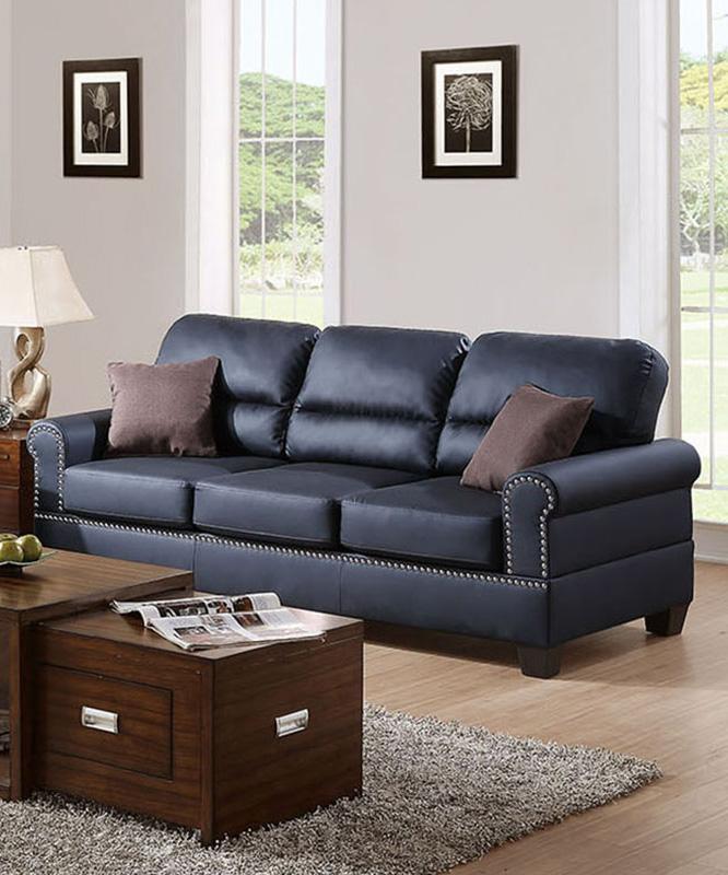 

    
Black Bonded Leather 2-Pcs Sofa Set F7877 Poundex Traditional
