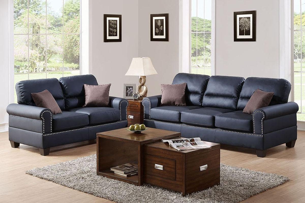 Traditional Sofa Loveseat F7877 F7877 in Black Bonded Leather