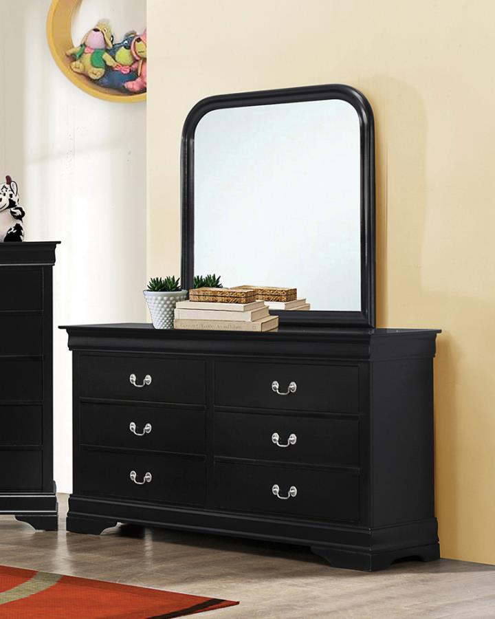 

    
Traditional Black Solid Hardwood Dresser w/Mirror Coaster 203963 Louis Philippe
