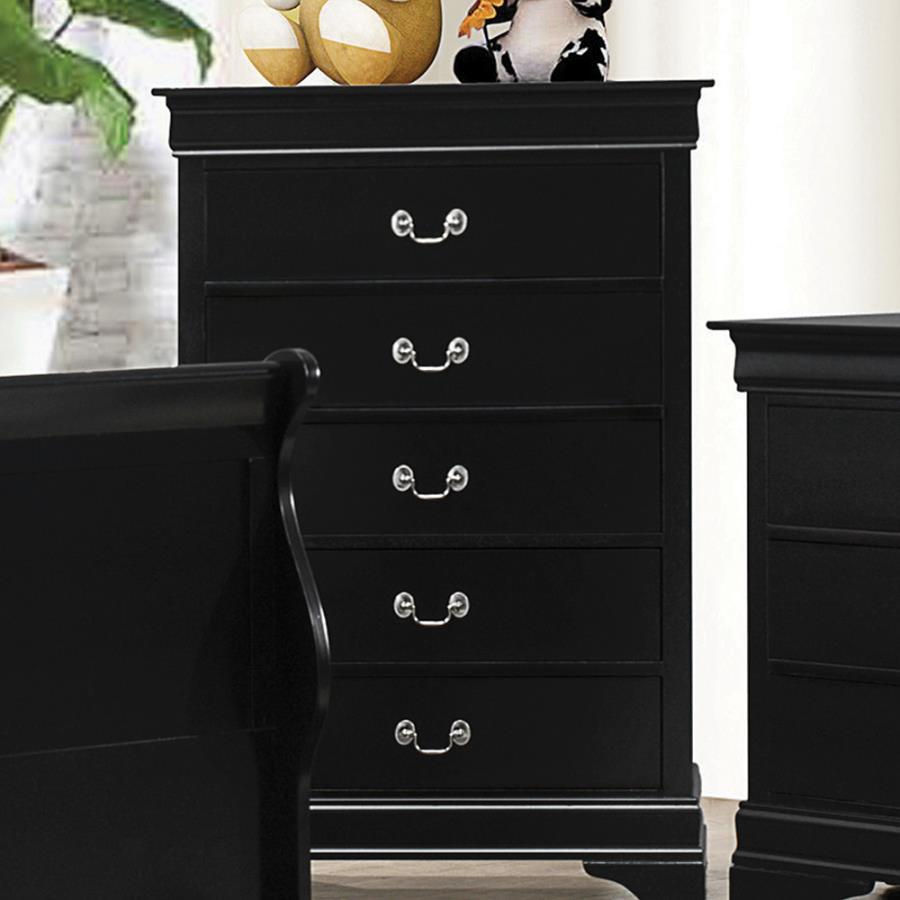

    
 Order  Traditional Black Solid Hardwood Full Bedroom Set 6pcs Coaster 203961F Louis Philippe
