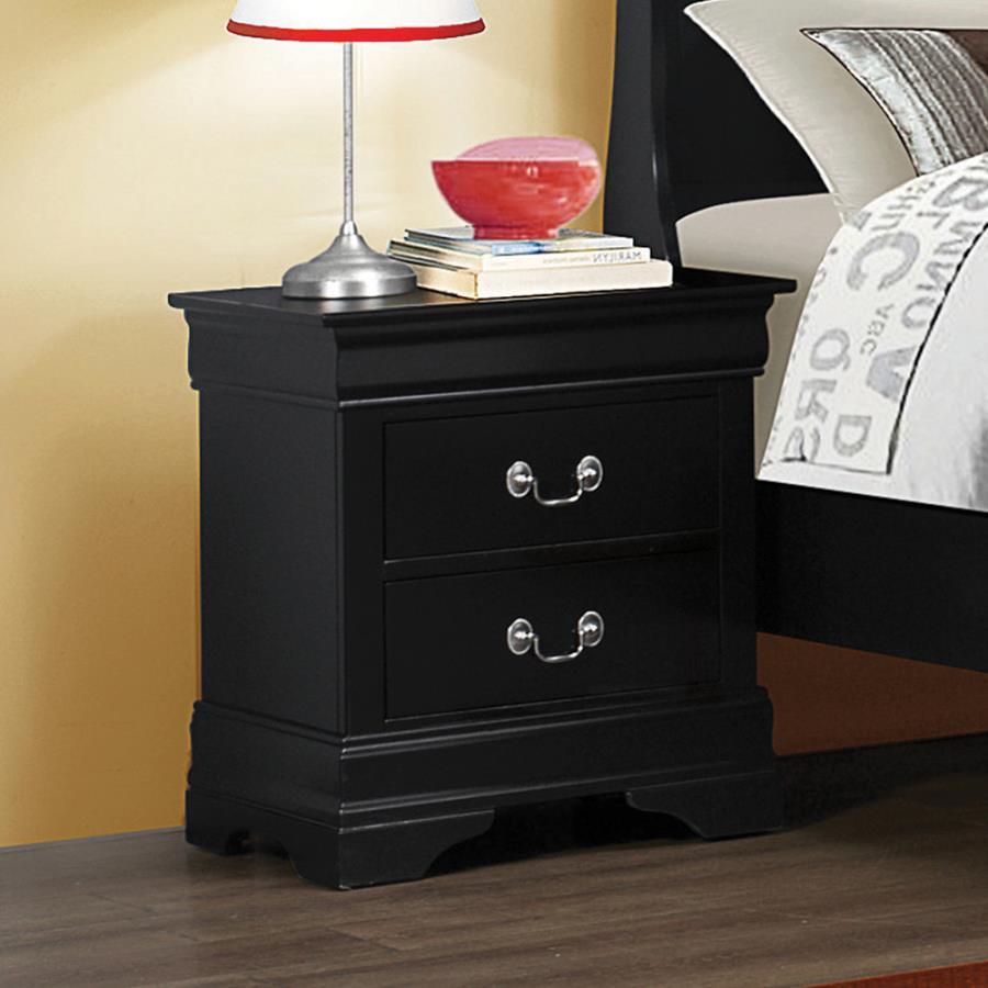 

    
Traditional Black Solid Hardwood Nightstand Coaster 203962 Louis Philippe
