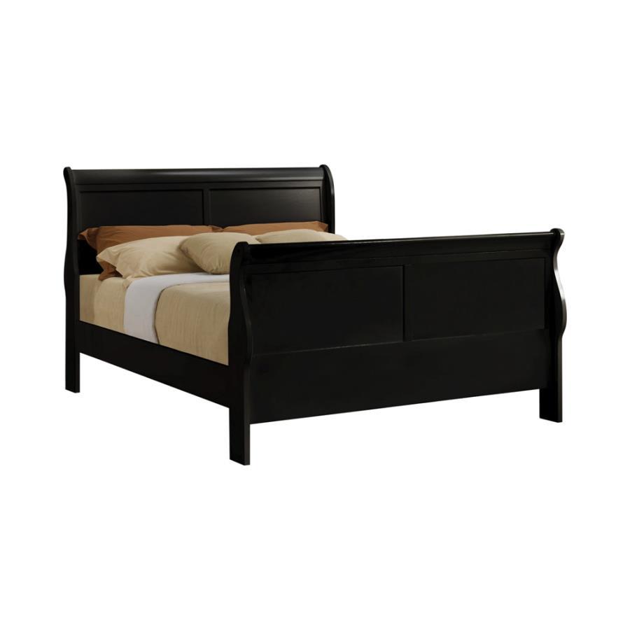 

    
Traditional Black Solid Hardwood Queen Bed Coaster 203961Q Louis Philippe
