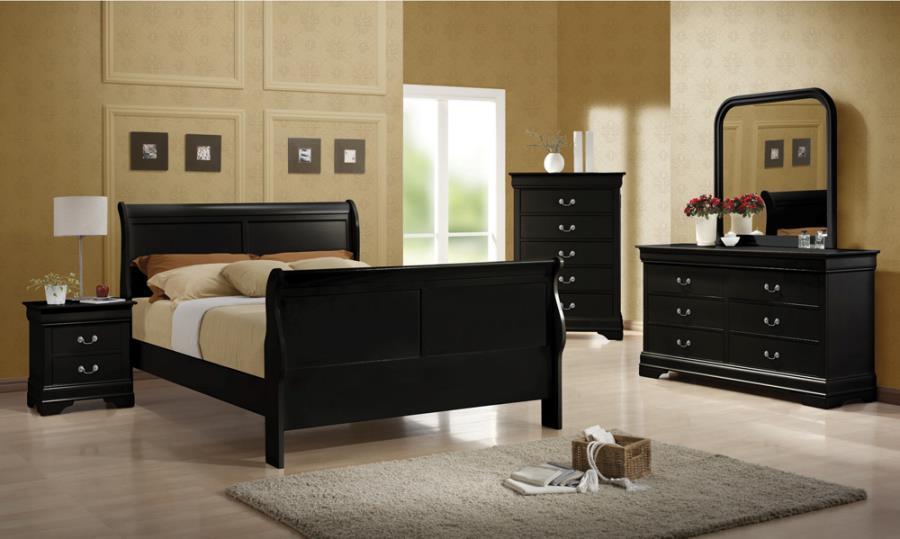 

    
Traditional Black Solid Hardwood Queen Bed Coaster 203961Q Louis Philippe
