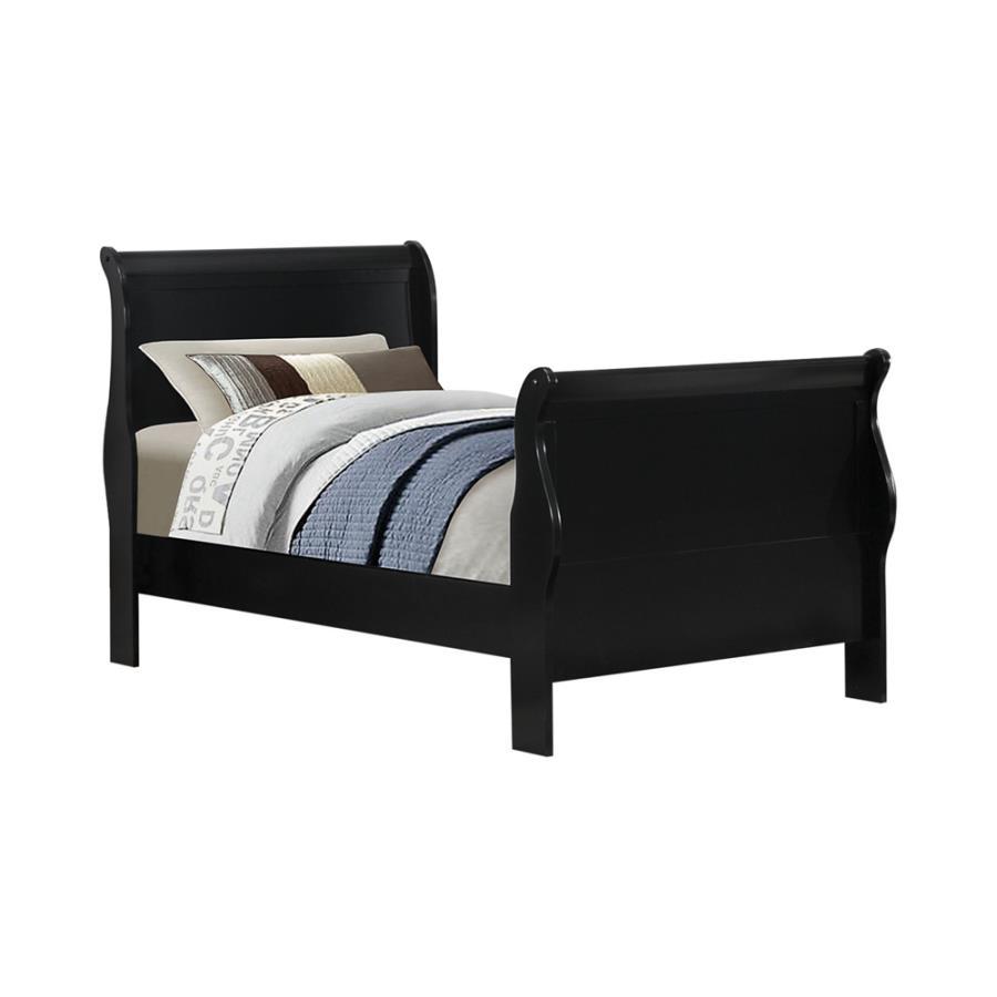 

    
Traditional Black Solid Hardwood Twin Bed Coaster 203961T Louis Philippe
